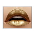 thumbnail image 1 of Designart Close Up of Female Plump Lips With Golden Lipstick FLOAT FRAME WALL ART, 1 of 4