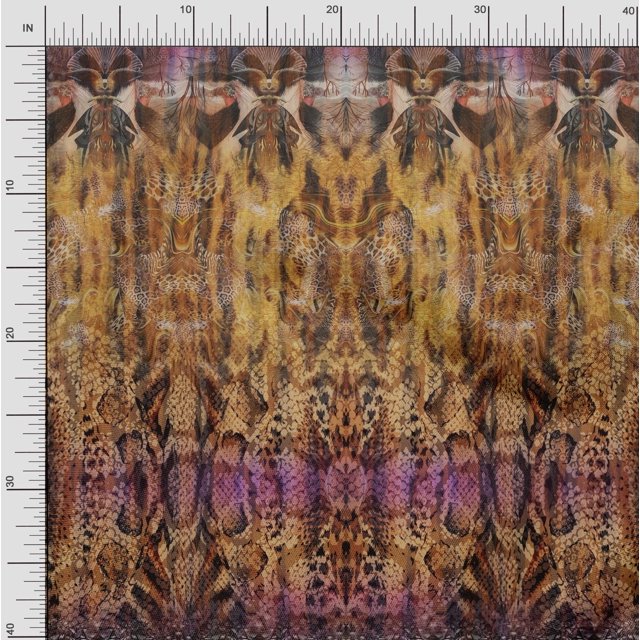 Soimoi Polyester Crepe Fabric Leopard & Snake Panel Print Fabric by Yard 42 Inch Wide