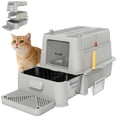 thumbnail image 1 of PawHut 80L Stainless Steel Cat Litter Box, XL Kitty Litter Box, Light Grey, 1 of 10