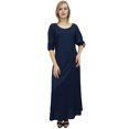thumbnail image 3 of Bimba Robe Maxi pour Femme avec Foulard à Pampilles Boho Bleu Marine Robes d'Été-8, 3 of 9
