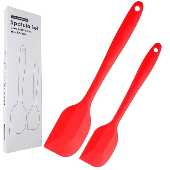 Silicone Spatula Set 2 Pcs Heat Resistant Rubber Spatula for Non-stick Cookware BPA Free Red