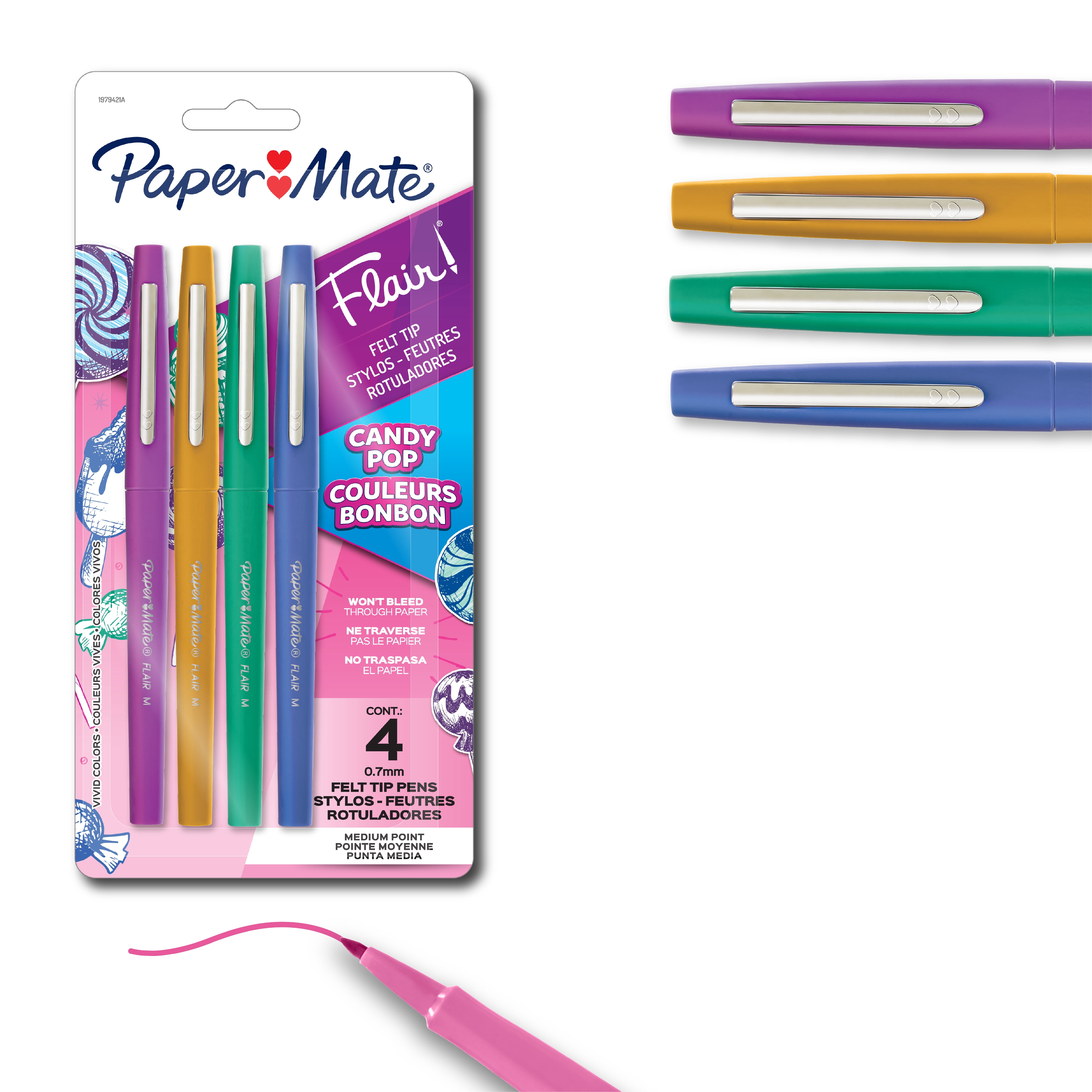 Paper Mate Flair Felt Tip Pens, Medium Point (0.7 Mm), Limited Edition Candy Pop Pack, 4 Count