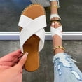 thumbnail image 2 of Penkiiy Womens Studded Flat Sandals Open Toe Slip On Mule Slides Crossed Strap Slipper 38 White, 2 of 4