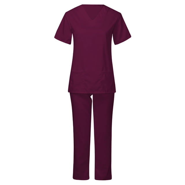 EQWLJWE Nurse Scrubs Uniform Womens Scrubs for Women Set Clearance Nurse Scrubs Costume Women's Cool Stretch V-Neck Top and Cargo Pant Set Plus Size Halloween Scrubs