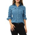 thumbnail image 3 of INSPIRE CHIC Chemise à Pois pour Femme à Col Pointu, Manches Longues, Boutonnée, 3 of 6