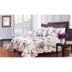 Safdie & Co. Home Deluxe Collection Purple 100% Polyester Comforter Set