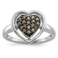 thumbnail image 1 of Sterling Silver Champagne Diamond Heart Ring Size 8, 1 of 3