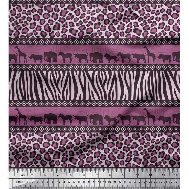 Soimoi Cotton Duck Fabric Animal Skin & Animals Group Decor Fabric Printed Yard 42 Inch Wide