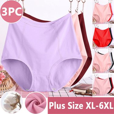 WRKEKC Panties for Women, 3 Piece Women's Plus Size Lace Underwear Set High Waist Leak Proof Shorts XL-6XL Comfortable Breathable Panties