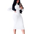 thumbnail image 1 of Gspmoly Robes d'Été pour Femmes 2025, Mode Femme Robe Longue Ajustée à Col Montant à Manches Longues Robe de Couleur Unie Robes de Cocktail Économies d'Été, 1 of 7