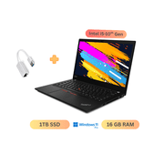 Lenovo ThinkPad T14 Gen 1 20S00039US 14" Ordinateur portable, Intel Core i5-10210U, 16 GB RAM, 1TB SSD, Windows 11 Pro, noir - Rénové (bon)