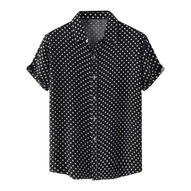 RKSTN Chemise pour Homme Plage Hawaïenne Décontractée Chemise à Pois Col Rabattu Blouse à Manches Courtes Hauts
