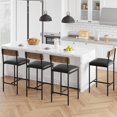 thumbnail image 2 of Bar Stools Set of 4, Kitchen Bar Stools with Footrest, PU Upholstered Counter Height Barstools, Bar Chairs with Back for Kitchen Island, Apartment, Counter Bar, Easy Assembly, Rustic Brown, 2 of 6