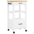 thumbnail image 1 of vidaXL Kitchen Trolley Rolling Cart on Wheels Living Room Solid Wood Pine, 1 of 6
