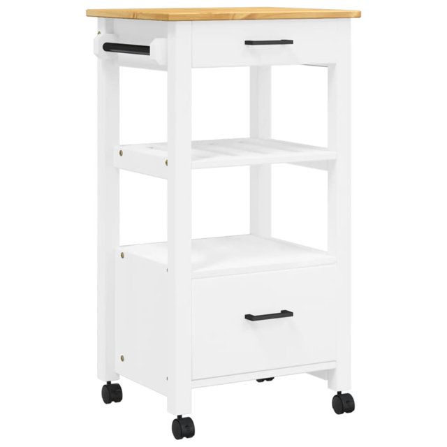 vidaXL Kitchen Trolley Rolling Cart on Wheels Living Room Solid Wood Pine
