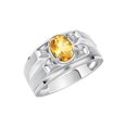 thumbnail image 3 of RYLOS Men's Rings Sterling Silver Rings Classic Designer Style 8X6MM Oval Gemstone &  Diamond Ring Citrine November Birthstone Rings For Men,  Size 12, 3 of 7