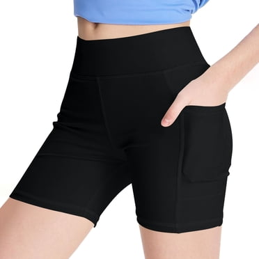 Girls Fashion Athletic Shorts Clearance Girls Yoga Shorts 2025 Trendy Workout Athletic Gym Pants with Pockets Kid High Waisted Bike Shorts New Black 12 Years