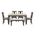 thumbnail image 2 of Linon Willow Wood Six Piece Dining Set with Bench in Smokey White/Dark Gray, 2 of 16
