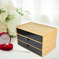 thumbnail image 3 of GUOOL Bamboo Desktop Storage Drawer Scissors Supplies Premium for Study Bathroom black black three layer, 3 of 8