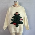 thumbnail image 4 of TIMIFIS Chandails de Noël Laids pour Femmes Automne Manches Longues Mignon Renne Arbre de Noël Imprimé Col Rond Hauts Chandail Décontracté Hiver Extensible Chandail Tricoté, 4 of 7