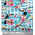 thumbnail image 1 of Soimoi Blue Viscose Chiffon Fabric Floral & Toucan Bird Decor Fabric Printed BTY 42 Inch Wide, 1 of 3