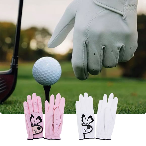 1 Paire de Gants de Golf en PU Dessin Animé Respirants Antidérapants Golf Golf Coupe-Vent Gants Antidérapants Portables Mitaines Épaissies Protège-Mains Court Gym Blanc Taille 20