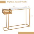 thumbnail image 3 of Gymax Table Console Étroite en Faux Marbre pour Entrée, Table de Sofa avec Panier de Rangement en Fil Métallique, 3 of 10