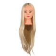 thumbnail image 3 of MERIGLARE Human Hair Practice Training Model Hairdressing Mannequin Head Model w/ Holder​. 26in Blonde, 3 of 8