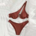 thumbnail image 1 of Cameland Ladies' Sexy Split Shoulder Steel Support Bikini Solid Color Two-piece Swimsuit, 1 of 3