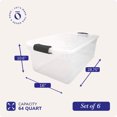thumbnail image 4 of HOMZ Bac de Rangement Empilable en Plastique Transparent de 64 Pintes avec Couvercle, Lot de 6, Transparent, 4 of 10
