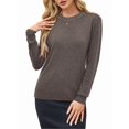thumbnail image 3 of Women'S Wool Blend Classic Crew Neck Casual Fall Sweaters Brown XL, 3 of 9