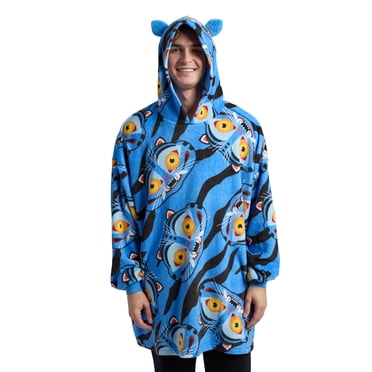 Chasseurs de Démons K-pop Derpy Head AOP Chandail à Capuchon de Sommeil Surdimensionné Bleu pour Hommes