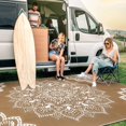 thumbnail image 2 of Findosom Tapis d'Extérieur Imperméable Boho 5'x8', Tapis de Paille en Plastique Pliable et Réversible, Grand Tapis de Patio pour Extérieur, Véhicule Récréatif, Patio, Arrière-Cour, Terrasse, Pique-Nique, Plage, Camping Marron, 2 of 6
