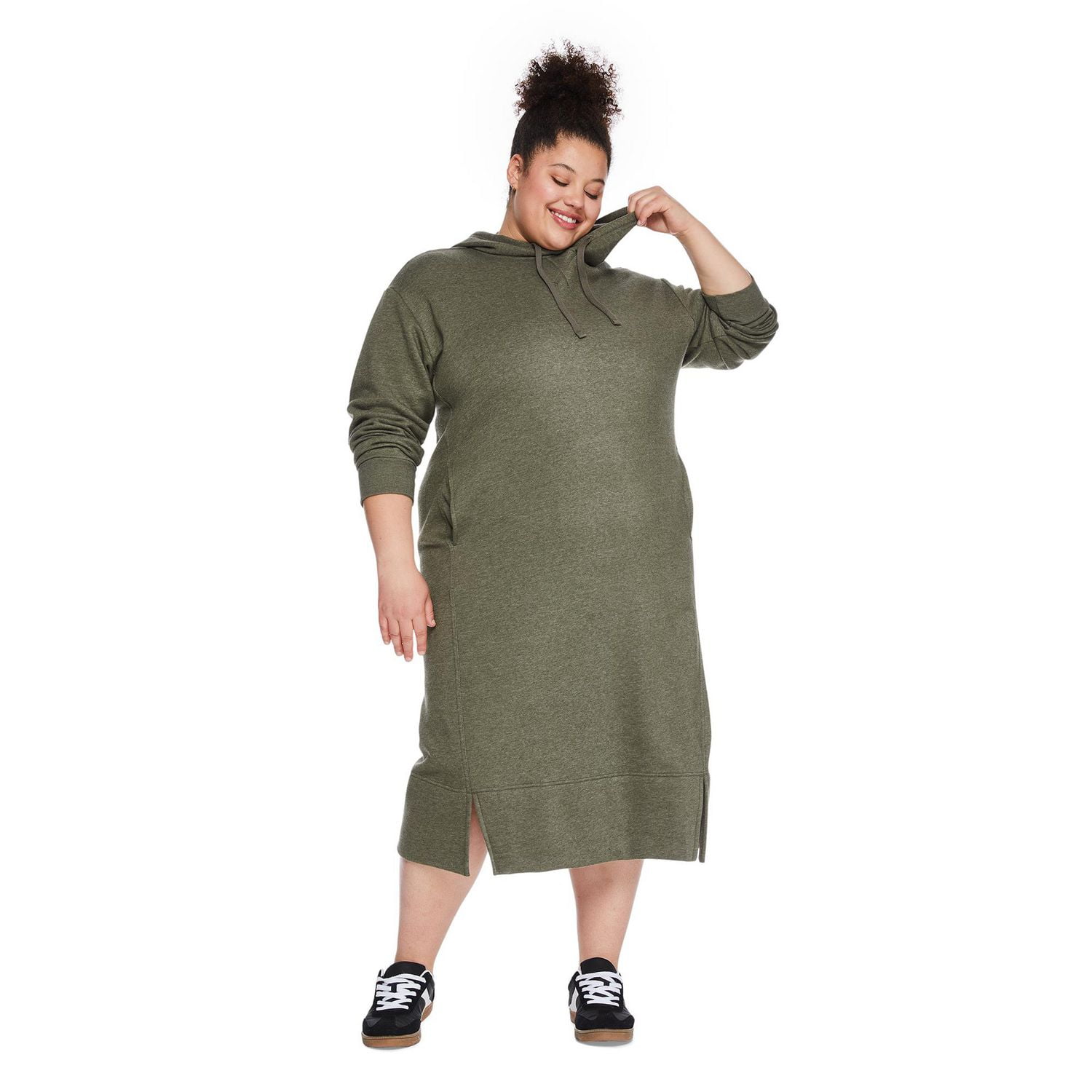 Robe mi-longue en molleton avec capuchon George Plus pour femmes