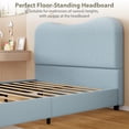 thumbnail image 2 of Full Blue Boucle Upholstered Bed Frame – Soft Low Profile Platform, Sturdy Wooden Slats, Rounded Corners, Noise-Free, Easy Assembly, 2 of 8