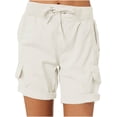 thumbnail image 2 of hotojiny Shorts Cargo pour Femmes Taille Haute à Cordon Grande Taille Shorts de Randonnée Décontractés Jambe Droite Ourlés Bermuda de Randonnée, 2 of 7