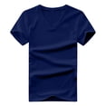thumbnail image 1 of Mefallenssiah Hauts pour Hommes Col en V Clair Col Rond Manches Courtes top Manches Courtes Chemisiers à Col en V, 1 of 1