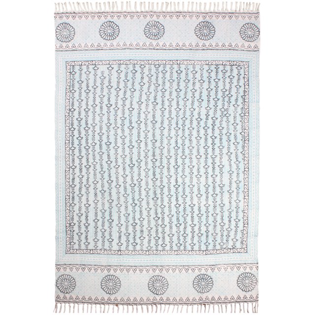 Casavani Indian Handmade Traditional Cotton Rug,Blue 10x16Ft