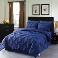 thumbnail image 1 of HAOK King Pinch Pleat Comforter Set 8 Piece ,Microfiber Bedding Bed in a Bag,Navy, 1 of 6