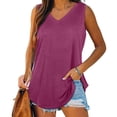 thumbnail image 2 of FAIWAD Womens Tank Tops V Neck Basic Solid Color Blouses Casual Sleeveless Flowy Summer Beach Vest, 2 of 6