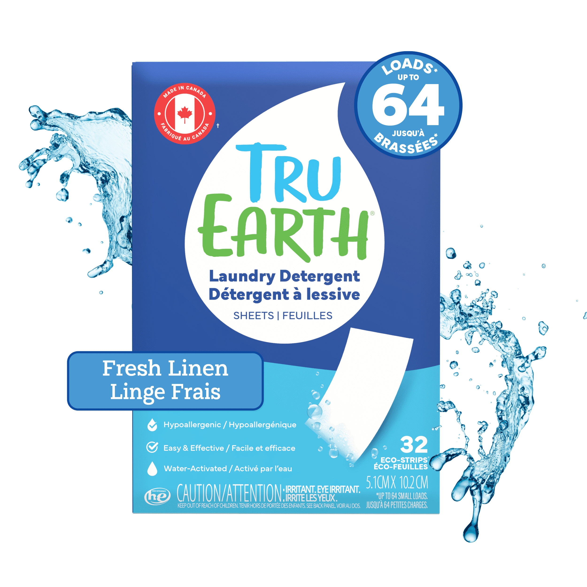 Tru Earth Laundry Detergent Sheets - 32 Strips - Fresh Linen