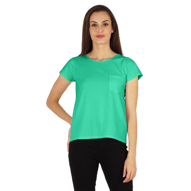 Inkmeso Solid Short Sleeve Basic T-Shirt For Womens Patch Pocket Casual Summer Basic Top