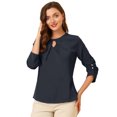 thumbnail image 1 of INSPIRE CHIC Women's Work Pleated Shirred 3/4 Sleeve Pullover Top, 1 of 6