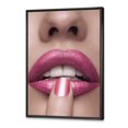thumbnail image 2 of Designart Pink Woman Lips With Finger On Mouth FLOAT FRAME WALL ART, 2 of 4