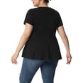 thumbnail image 3 of GRACE & GRANDEUR Women's Plus Size Summer Button Front Short Sleeve Work Peplum Blouse 2X Black, 3 of 7