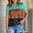 thumbnail image 2 of Pompotops Women Ethnic Style Leopard Print Shirt Short Sleeve T-Shirt Blouse Tops, 2 of 8