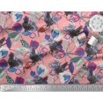 thumbnail image 3 of Soimoi Poly Georgette Fabric Floral & Cock Watercolor Printed Fabric 1 Yard 52 Inch Wide, 3 of 3