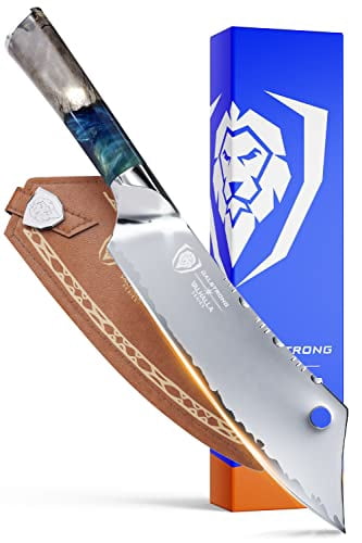 Dalstrong Chef & Cleaver Hybrid Knife - The 'Crixus' - 8 Inch - Valhalla Series - 9Cr18Mov Hc Steel Kitchen Knife - Resin & Wood Handle - Razor Sharp - W/Leather Sheath
