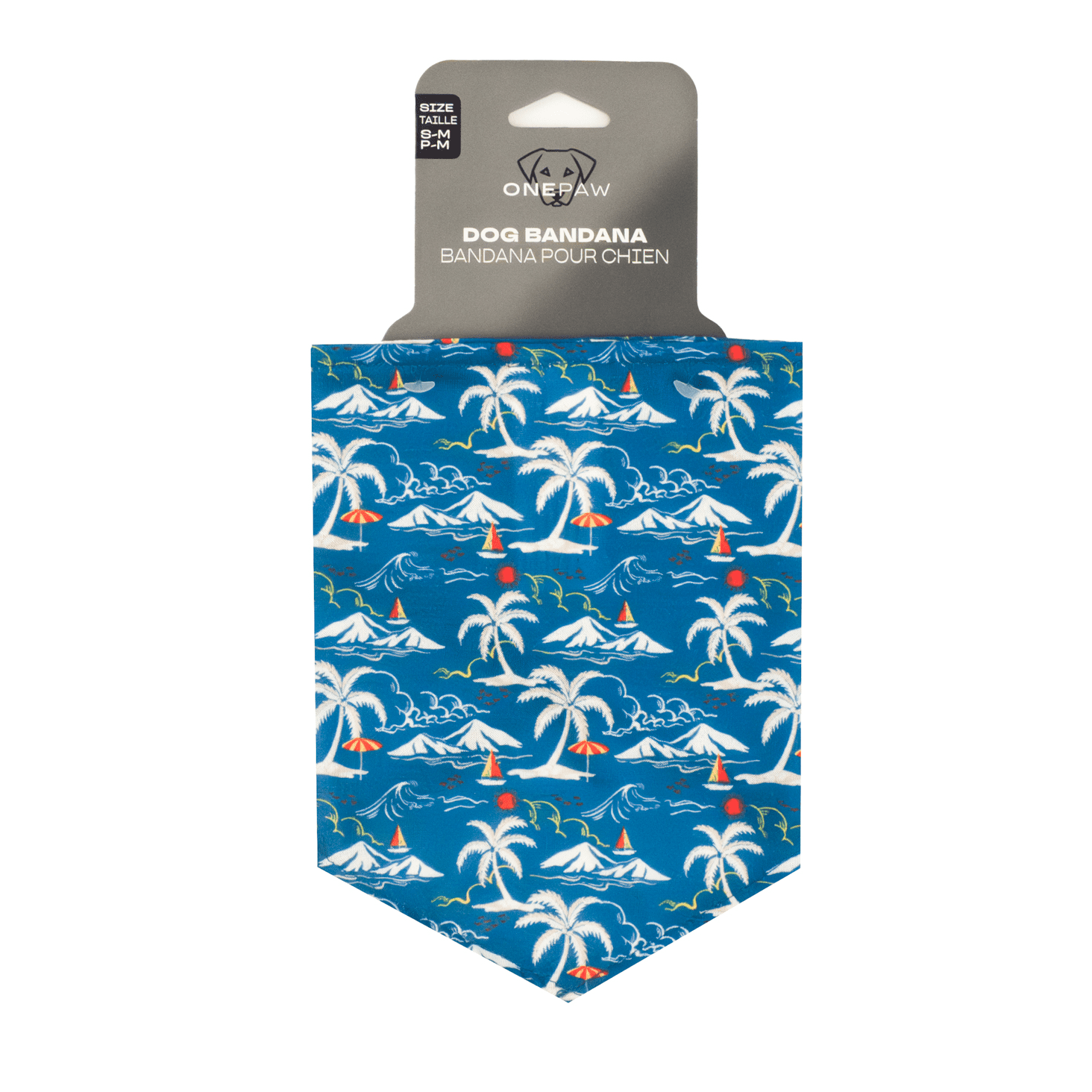 Bandana pour chien One Paw, imprimé surf, léger, plusieurs tailles, bleu