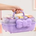 thumbnail image 2 of WRKEKC Clearance 3-Tier Hair Accessory Organizer with Transparent Lid, Multi-Compartment Storage Box for Hair Clips/Ties/Headbands, Portable Beaded Handle, 2 of 7